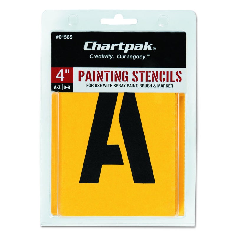 Chartpak Letter and Number Painting Stencils, A-Z and 0-9, 4 Inches H, 35 per Pack (01565) - Image 1